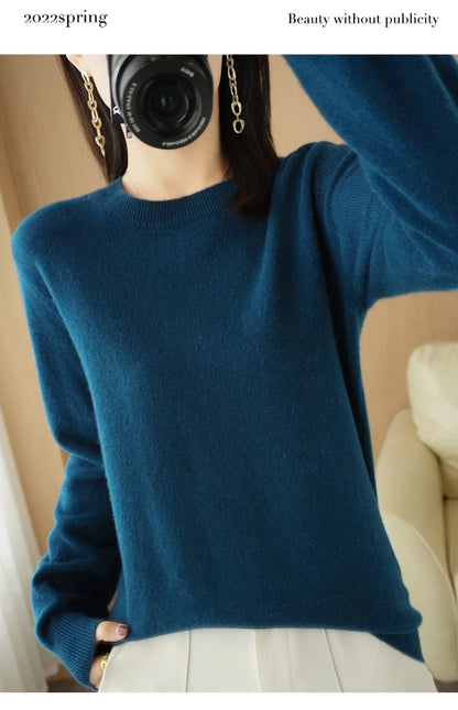 Maglia in lana merinos e microfibra, girocollo, regular fit, ideale per la Primavera e l'Autunno