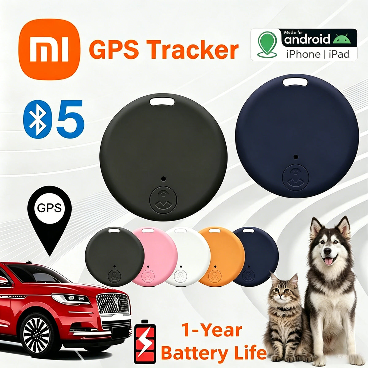 Localizzatore GPS Bluetooth 5.0 per rintracciare rapidamente animali, bambini, auto, moto e beni preziosi